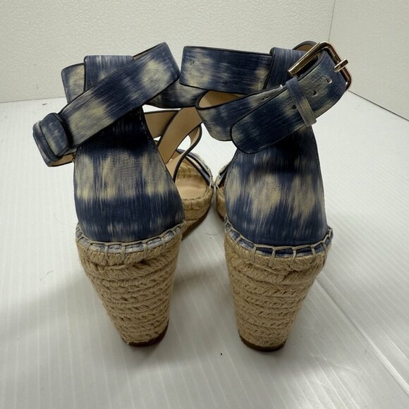 Felyn Espadrille Wedge Sandal - Vince Camuto Vince Camuto Espadrille Wedge Sandals Blue Watercolor Leather Ankle Strap 6
